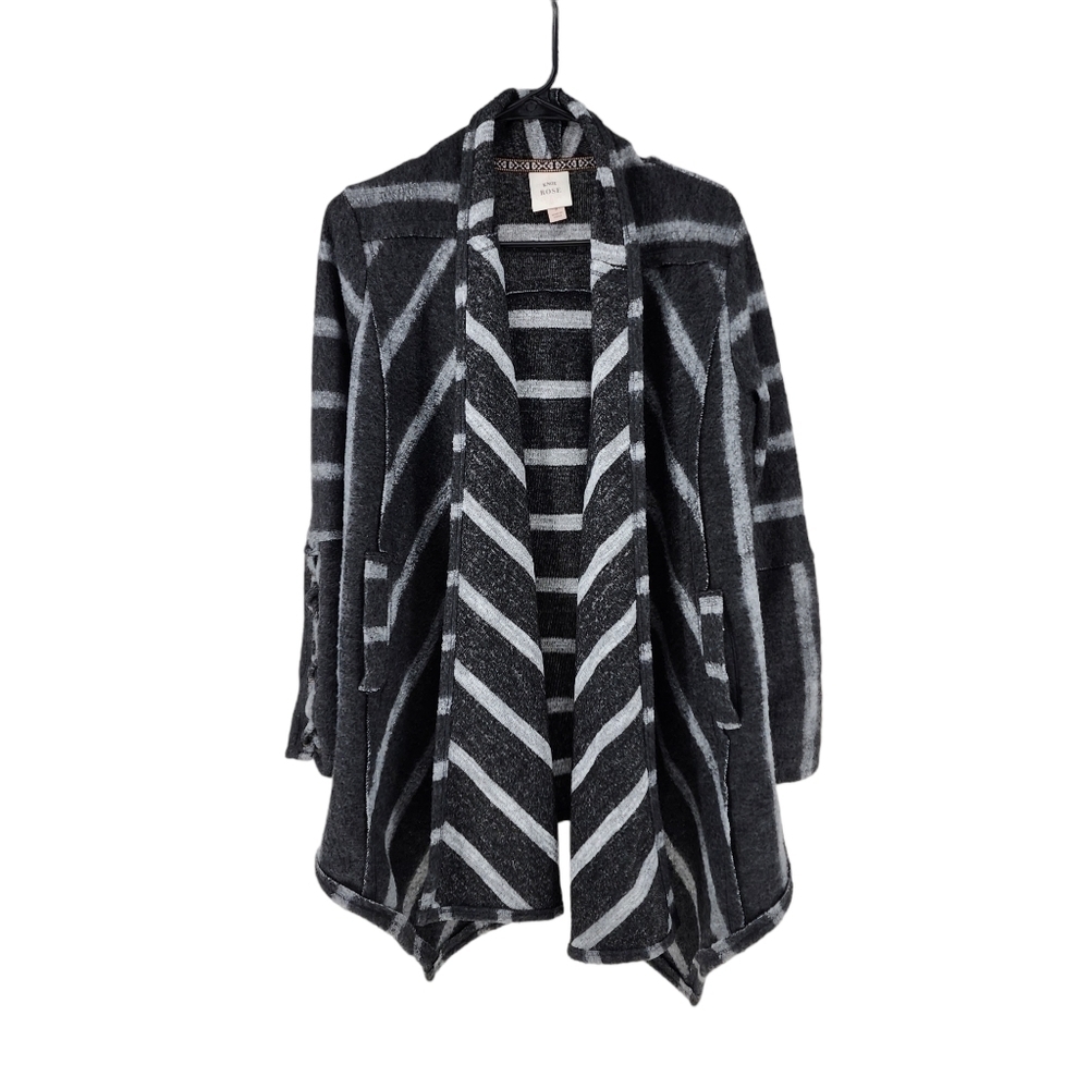 Knox Rose Women's Stripe Shawl Collar Open Front Cardigan - S